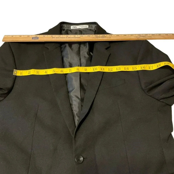 Zara Black Textured Single Button Sport Coat Blazer Jacket, 42 - Picture 7 of 12